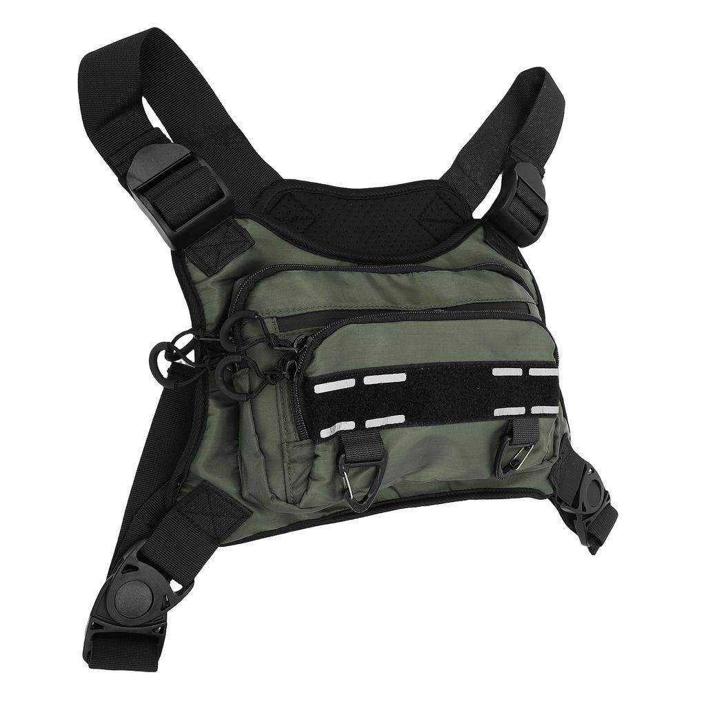 Men s Sports Chest Bag Running Mountaineering Portable Adjustable Large Capacity Breathable Quick dry Fabric Green One