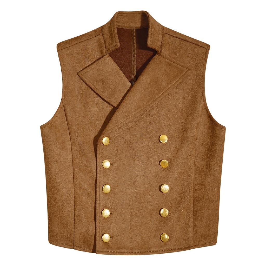 Boys Medieval Prince Waistcoat Victorian Vintage Gothic Steampunk Double Breasted Vest Halloween Cosplay Costume