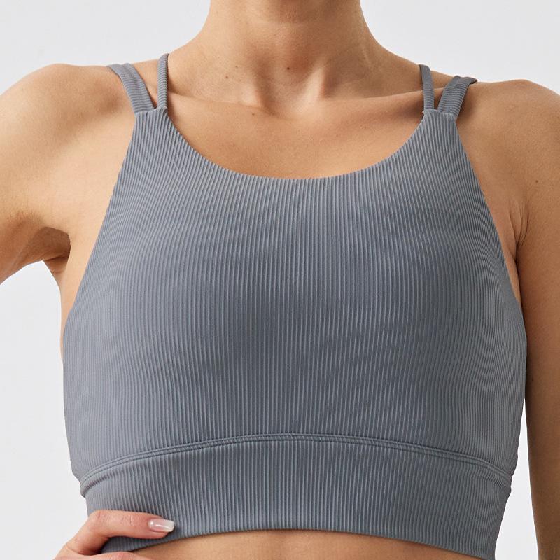 

Экологичная майка для фитнеса средней длины с высоким воротом и перекрестными бретелями через плечо Large