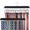 Belt Hanger, Tie Hanger, Holds 34 Ties, Belts, Scarves, Camisoles, Pants, Underwear, Wooden, 360-degree Rotating, Non-slip, Perfect for Father's Birth