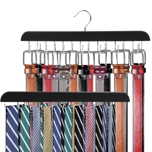 

Belt hanger, tie hanger, holds 34 ties, belts, scarves, camisoles, pants, underwear, wooden, 360-degree rotating, non-slip, perfect for father s birth