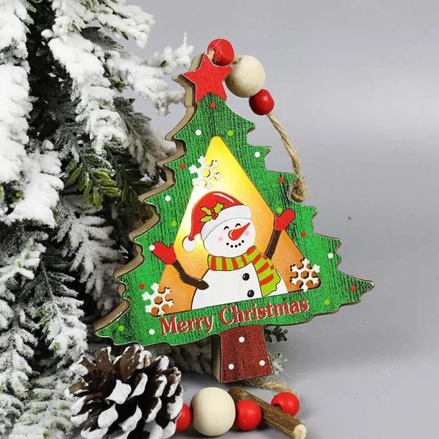 

Новогодняя Рождественская елка подвесное украшение светодиодное светящееся деревянное украшение для дома подвесные подарки подвесные украшения праздничные принадлежности snowman