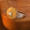 Diamond-encrusted Gold and Silver Dual-color Sunflower Fashion RingPersonalized Jewelry