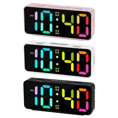 Farbdisplay Wecker mit 15 Arten Anzeigefarbe und doppelten Weckzeiten, einstellbarer Helligkeit für Schlafzimmer und Büros