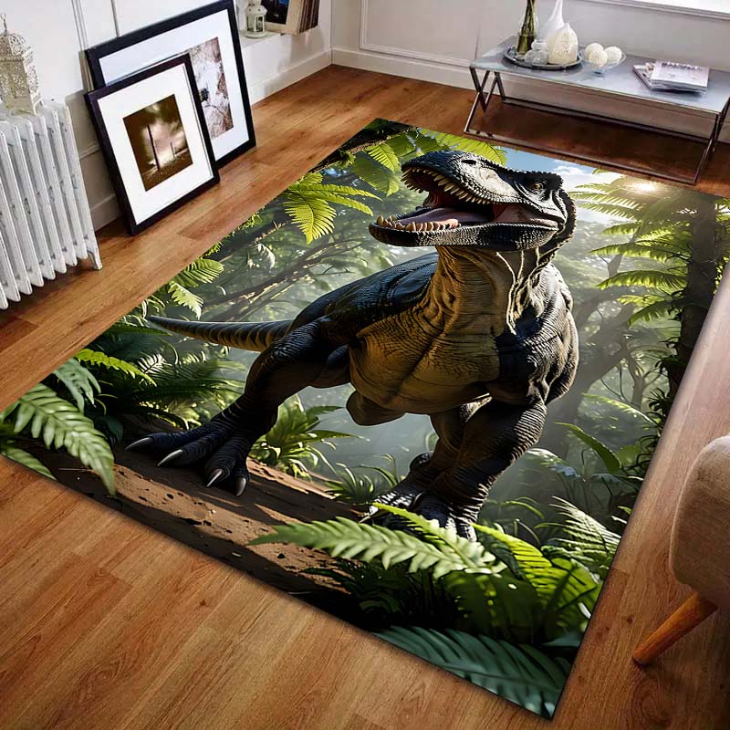 שטיח הדפסת טירנוזאורוס יער HD לחדר שינה סלון ליד המיטה ספה מחצלת רצפה עיצוב בית מודרני שטיח אזור גודל גדול
