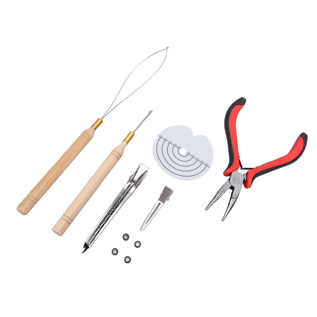 Hair Extension Tool Kit Silicone Rings Hair Pliers Pulling Hook Needles Loop Threaders Heat Insulati