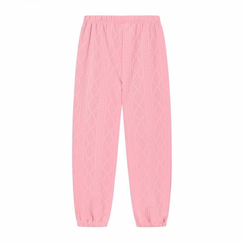 2025 Autumn/Winter Women's Cable Knit Patchwork Two-Piece Set – Long Sleeve Round Neck Top & Joggers