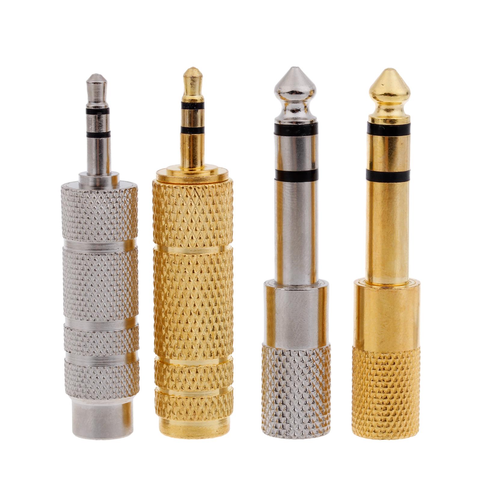 

4pcs Compact 6.35mm to 3.5mm Plug Adapter Compatible for Electric Instruments Keyboards Resists Corrosion & Anti-Rust