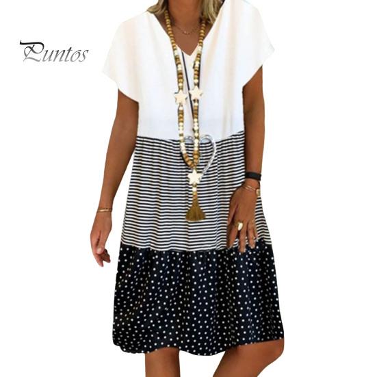 

Женское летнее платье с цветными блоками и V-образным вырезом, короткими рукавами, свободным цифровым принтом, плиссированное платье-трапеция для свиданий, на каждый день S чёрный