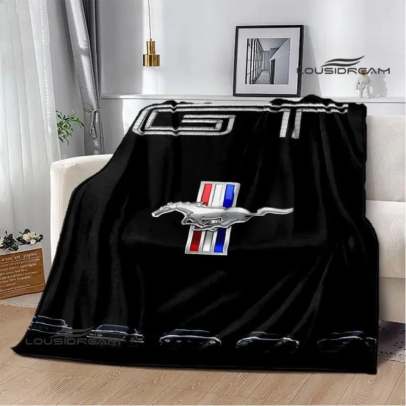 Mustang Car Logo Printed Blanket Flannel Blanket Warm Blanket Blankets for Beds Rainbow Blanket Picnic Blanket Birthday Present