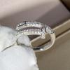 Bague Ajustable Géométrique Incrustée de Diamants de Luxe - Style Célébrité Tendance