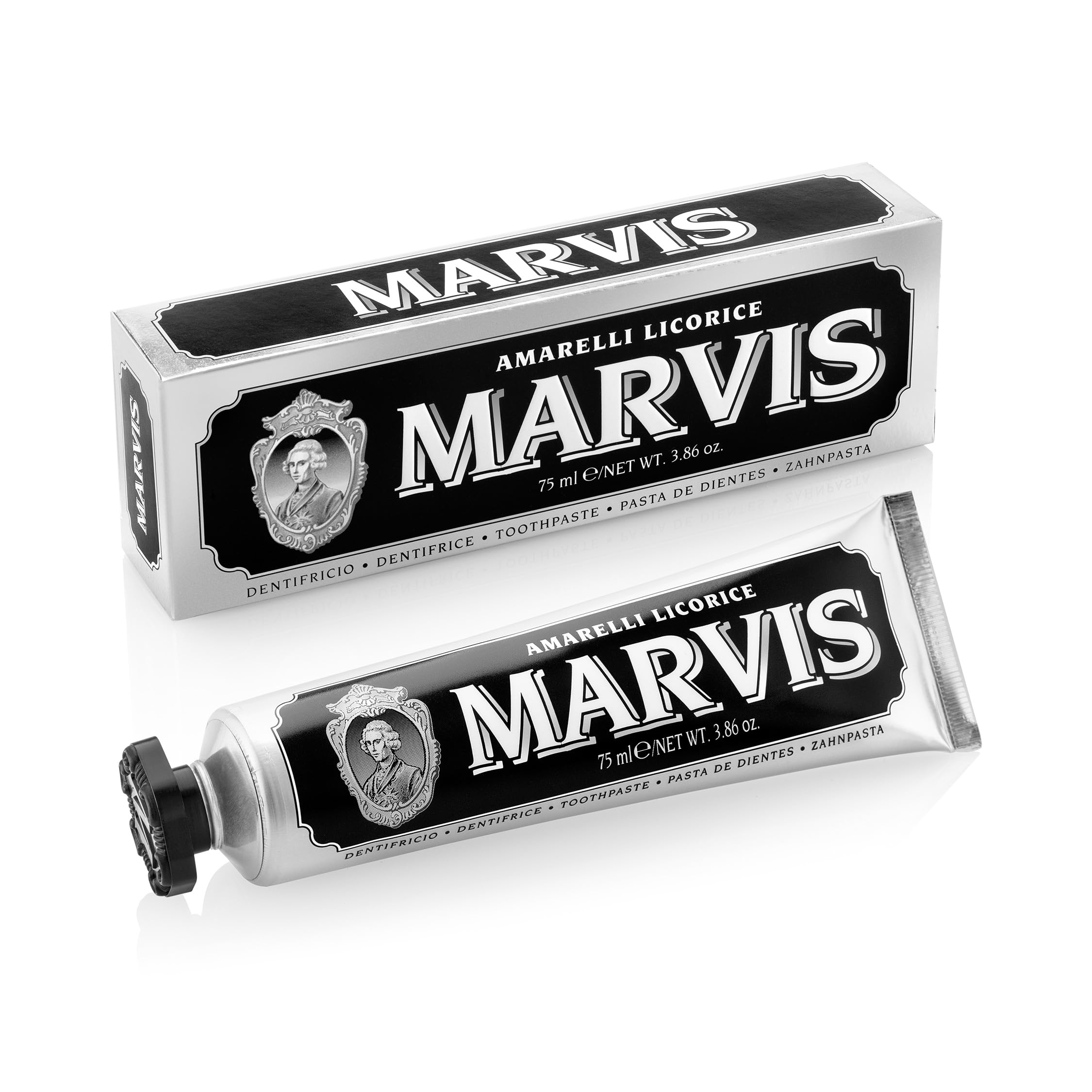 

MARVIS Licorice Mint Toothpaste, Licorice Mint flavor with a subtle bitterness and sweetness, oral care, made in Italy, 75ml