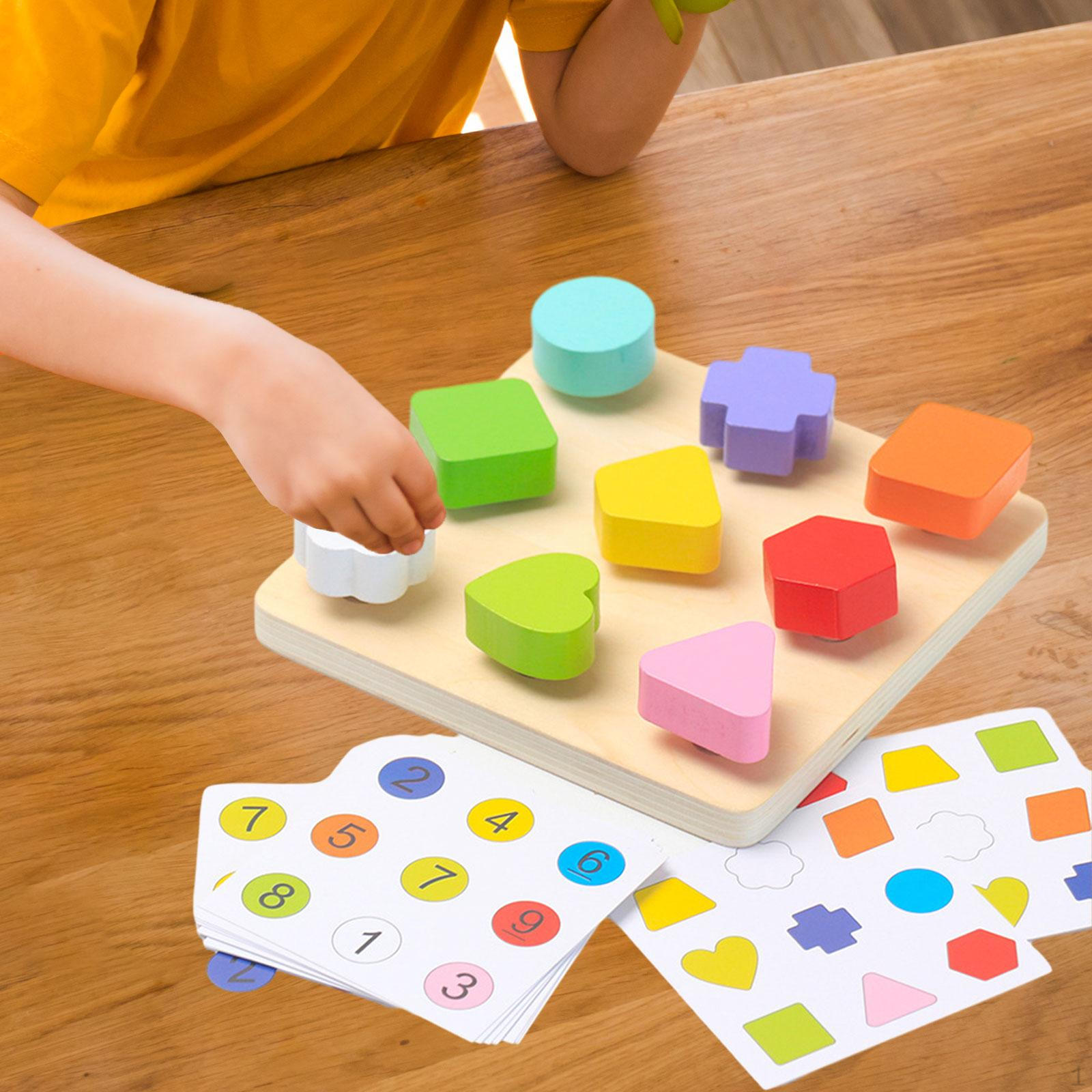 

Cognitive Development Game for Preschoolers with Wooden Puzzle Blocks Shape Matching