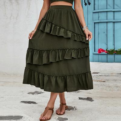 Half-body Skirt Female Models Temperament High Waist Cake Skirt In The Long Pleated Long Skirt