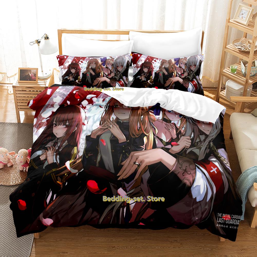 Game Girls Frontline Bedding Set Single Twin Full Queen King Size Bed Set Adult Kid Bedroom Duvetcover Sets Anime Kawaii 2023