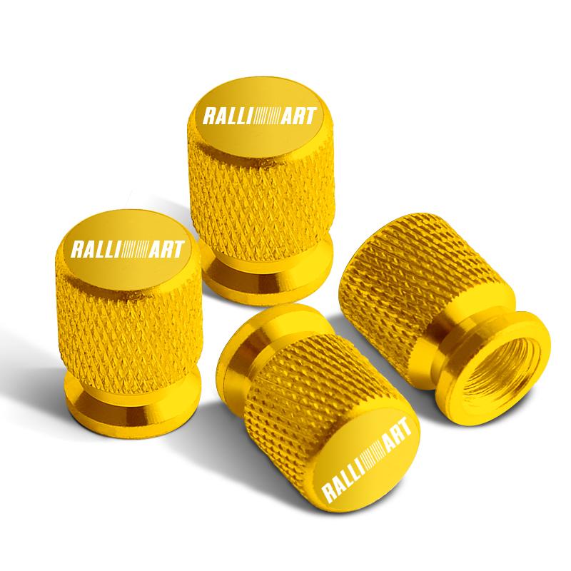 4pcs For Mitsubishi Ralli Art Badge ASX EVO Lancer Galant Pajero Car Wheel Tire Valve Caps Tyre Stem Covers Accessories Styling