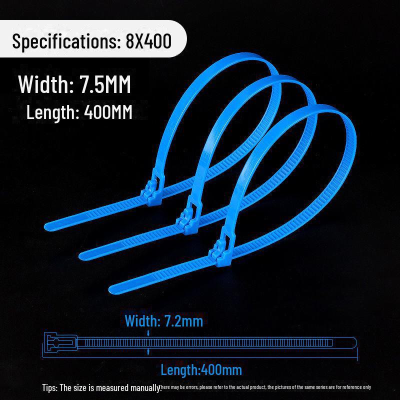 Reusable Nylon Cable Tie with Releasable Buckle - Black & White