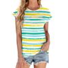 Women's Fashion Casual Basic Striped Textured Round Neck T-shirt Vest Top