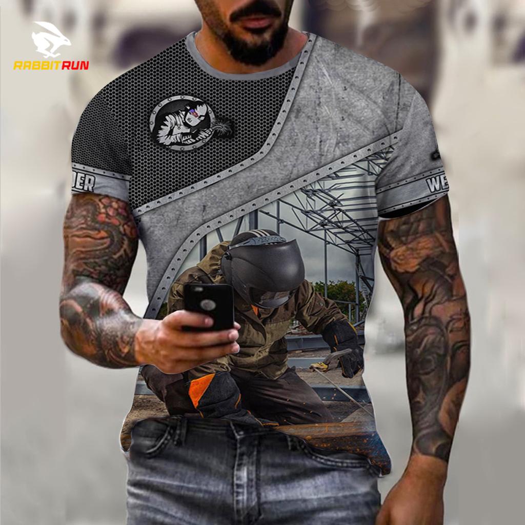 

Футболка с рисунком, мужская футболка со сварщиком для мужчин, одежда, рубашка большого размера с рисунком, повседневные летние топы с короткими рукавами с 3D принтом 6XL