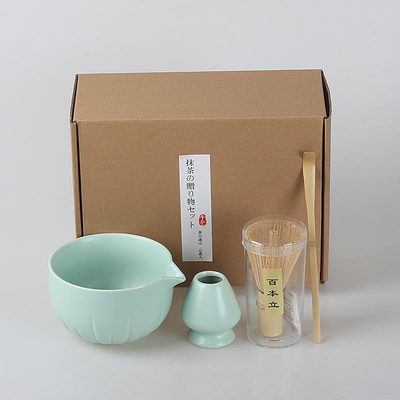 1/4 szt. Japońska Filiżanka do Herbaty Zestaw Akcesoriów do Ubijania Matchy oraz Matcha do Miseczki na Matchę Taca Bambusowa Miotełka Akcesoria do Ceremonii Herbacianej
