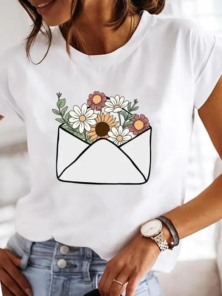 Casual Cotton Ladies Fashion Female Graphic Tee Short Sleeve Women Love Heart Trend Sweet Print Summer T Clothing T-shirts 2024