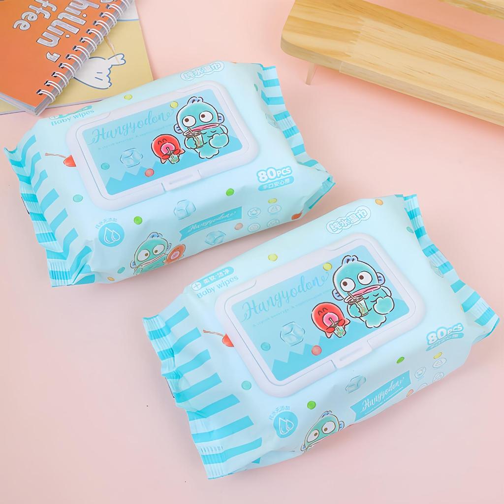 Sanrio Hello Kitty Baby Feuchttücher, 80 Stück - Dicke Einwegtücher zur Hand- und Mundreinigung