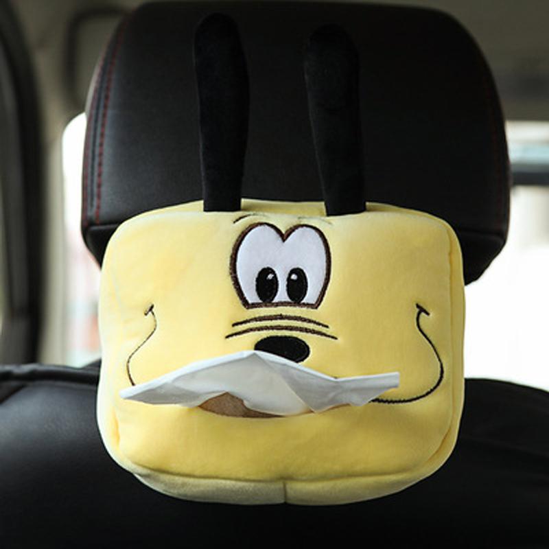 Cute Short Plush Tissue Boxes Cartoon Tissue Box Holder Bracket Auto Armrest Box Car Seat Back Car Decorations Car Tissue Holder