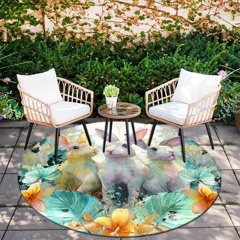 Rabbit Pattern Round rug,Carpet Rug for Living Room Bedroom Sofa Playroom Decor,Non-slip Floor Mat,Holiday Gifts and Birthday Gifts