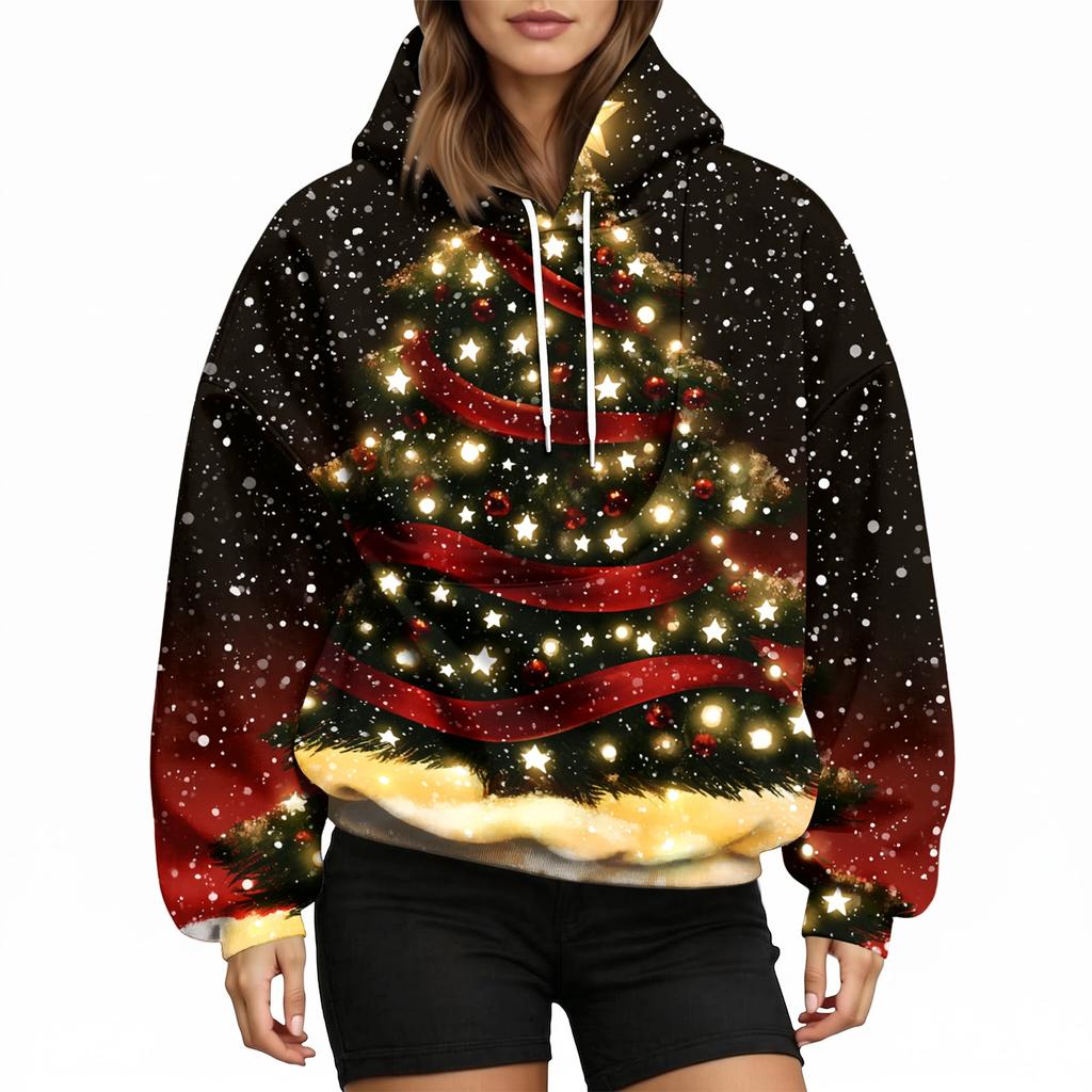Women's Fashion Plaid Print Hoodie with Pet Pocket, Casual Sweatshirt for Everyday Wear