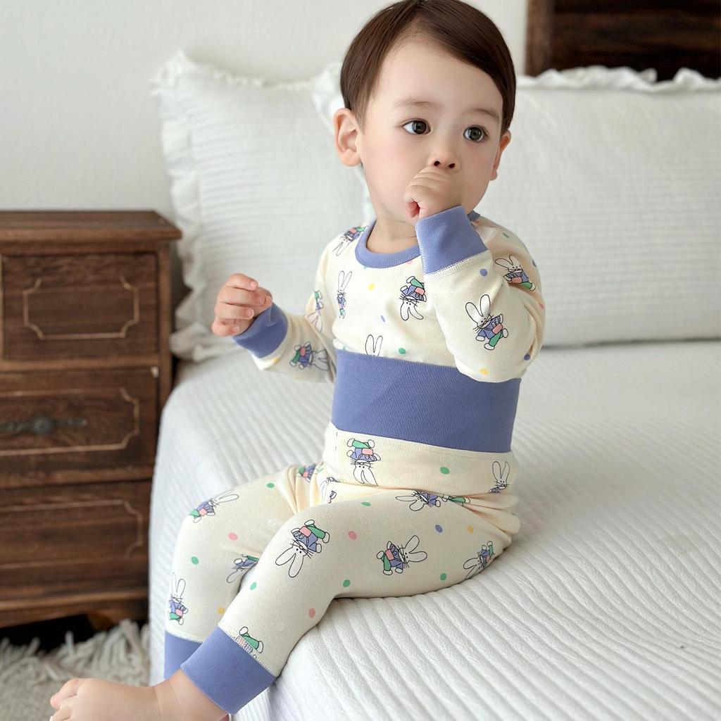 Children's Autumn Cotton Pajama Set: High Waist Cartoon Underwear & Trousers