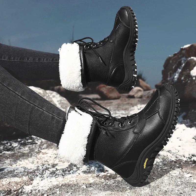 Woman Snow Boots Women Winter Shoes Waterproof Girl's Mid-Calf Boots Shoes Warm Plush Boots Womens Plush Size 42