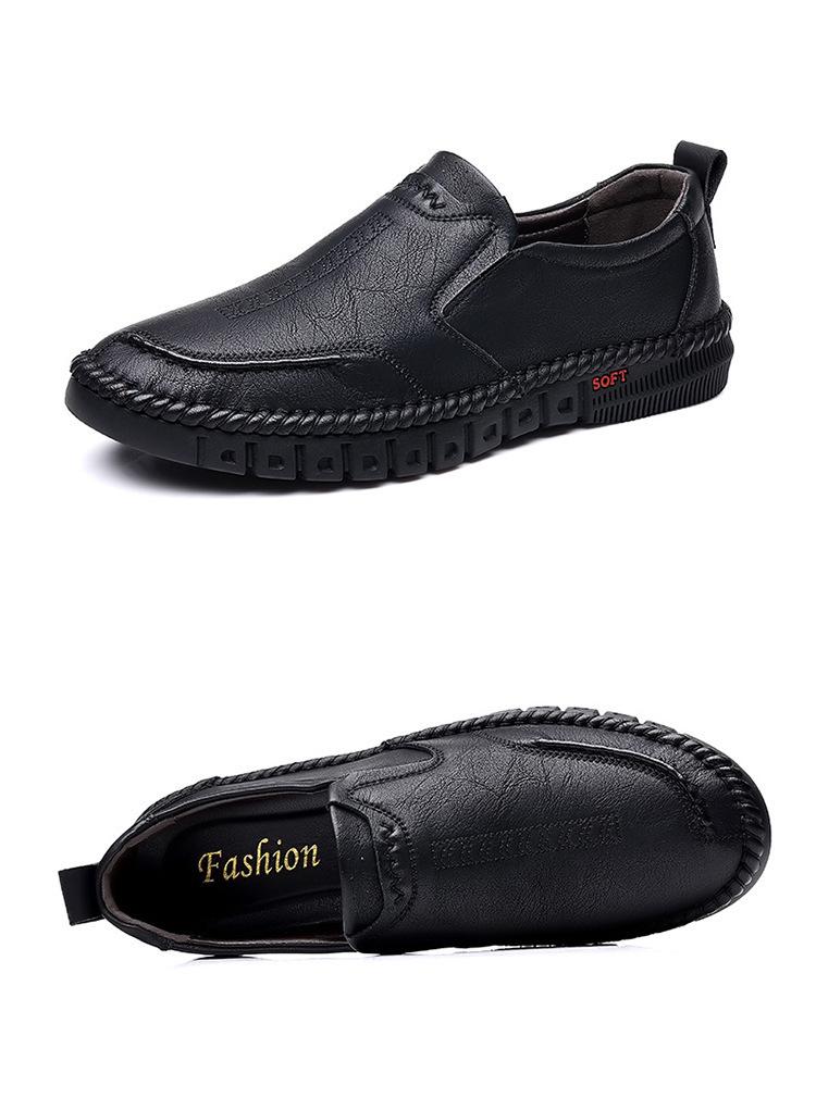 

2025 Men’s Breathable Soft-Soled Slip-On Leather Business Casual Shoes - British Style, Low-Top. 39 чёрный