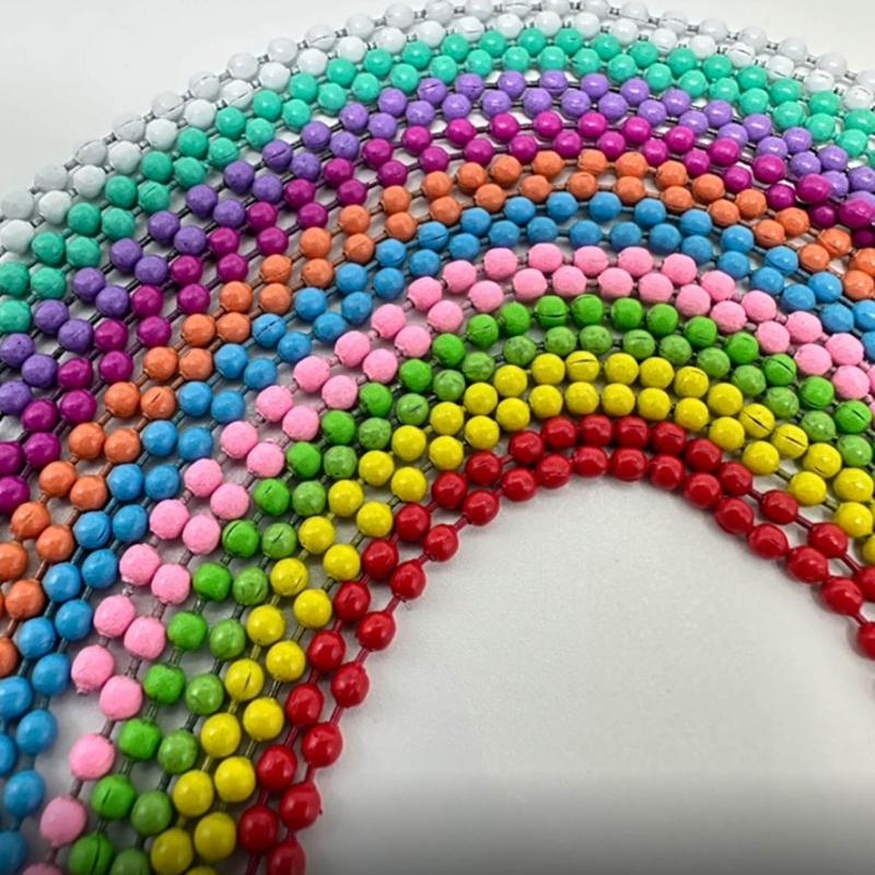 Pack of 100 Assorted Color Beaded Chains Stylish Keychain Accessory Colorful Small Ball Beads Chain with Connectors