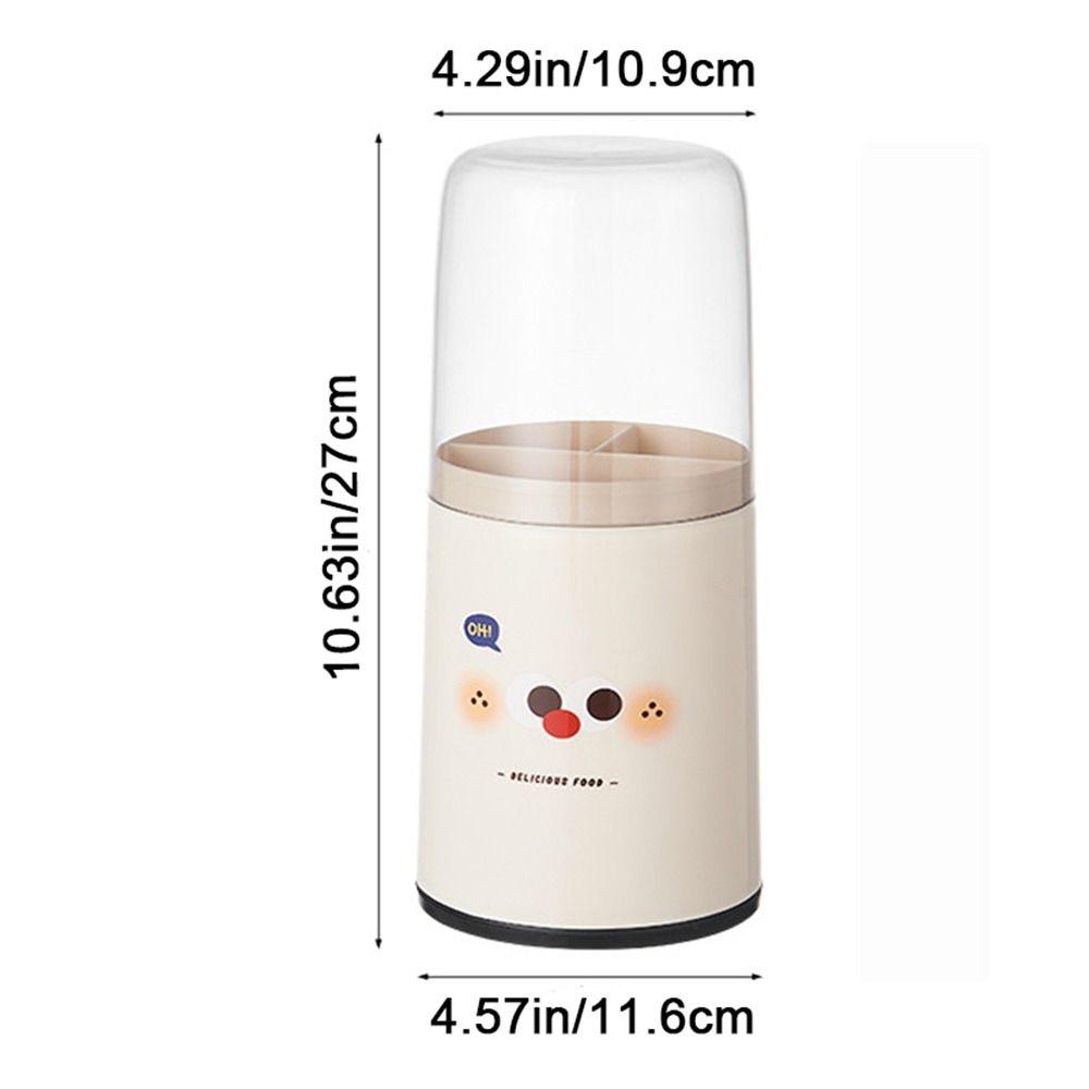 

Detachable Chopsticks Storage Box Transparent Utensil Holder Round Cutlery Storage Organizer Forks бежевый/чёрный