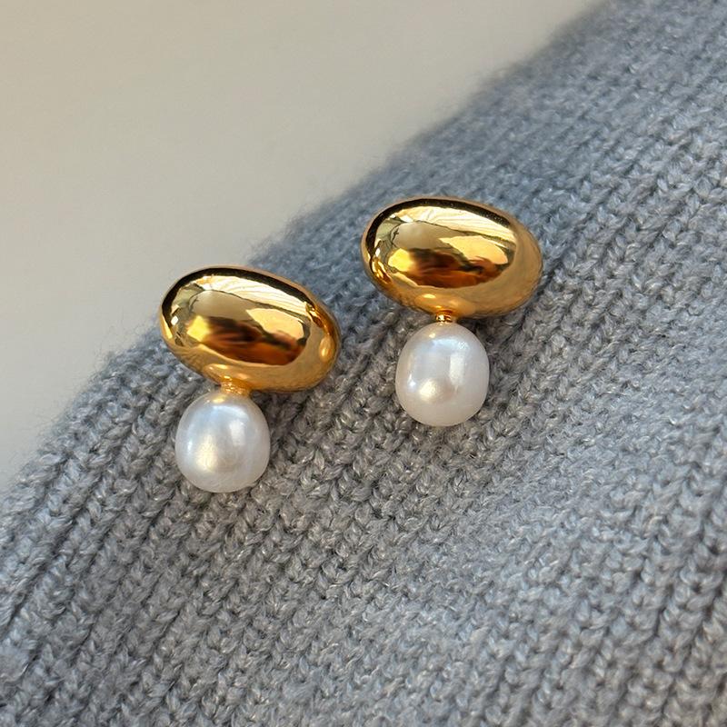 Sterling Silver French Minimalist Classic Versatile Silver Earrings Premium Sense Purchasing Aurora Pearl Stud Earrings Women