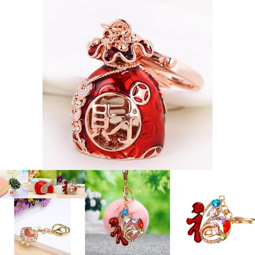 Unique Chinese Style Prosperity Word Keychain For Women Creative Bag Decoration Gift