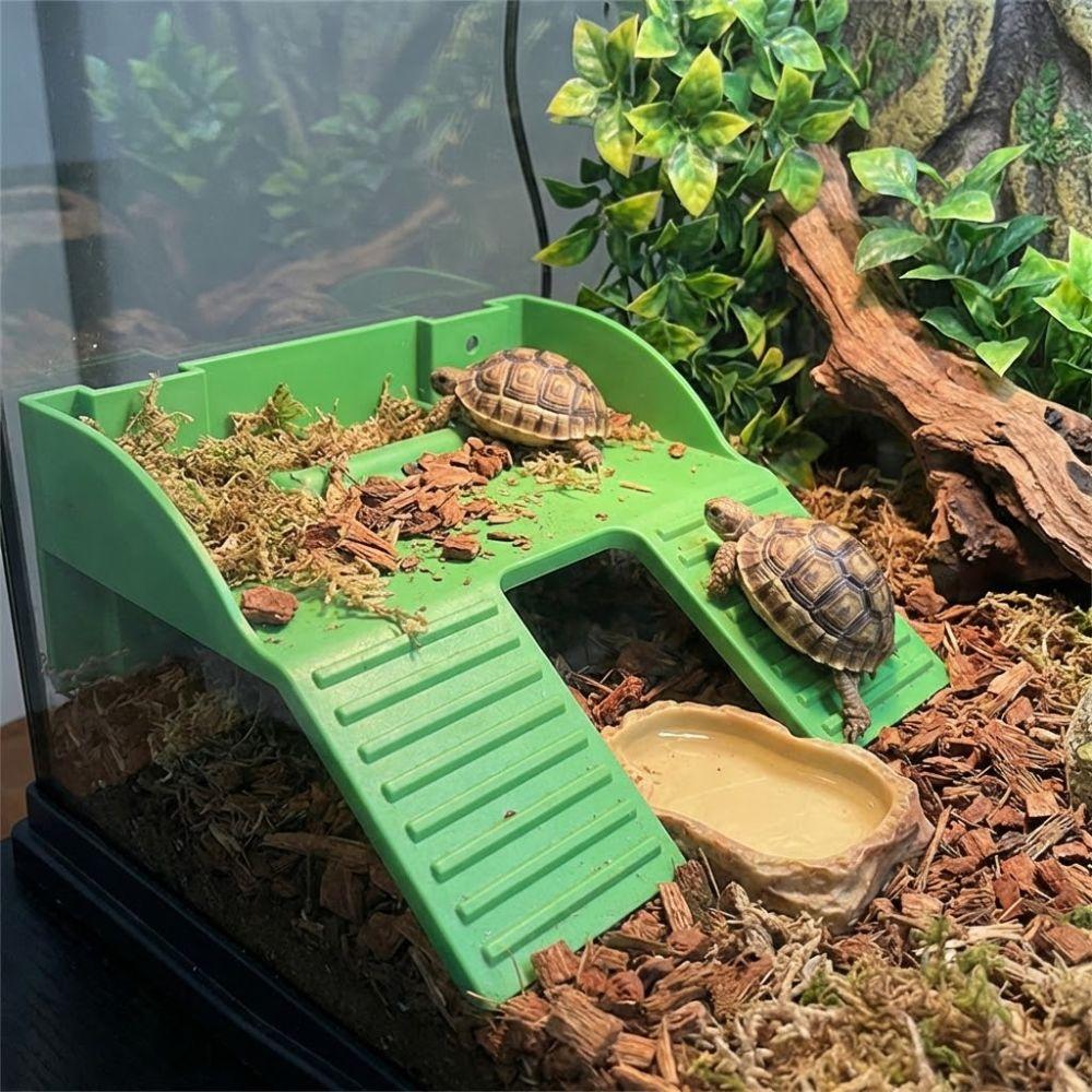Plastic Turtle Climbing Ramp with Suction Cups Reptile Terrace Feeding Platform Aquarium Decor