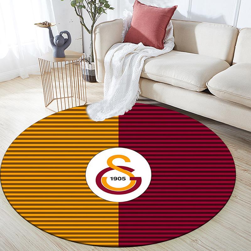 Galatasaray SK Round Area Rug,Carpet Rug for Living Room Bedroom Sofa Playroom Decor,Non-slip Floor Mat
