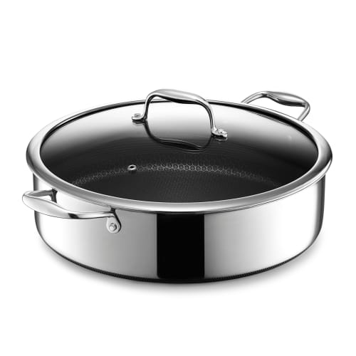 

HexClad 7 Quart Hybrid Deep Saut Pan Fryer With Lid - Non-Stick Pan, Easy to Clean, Dishwasher & Oven Safe - Perfect for Deep Frying, Braising, and P
