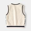 Spring and Autumn Rhombus Vest V-neck Top Wool Children's Clothing
