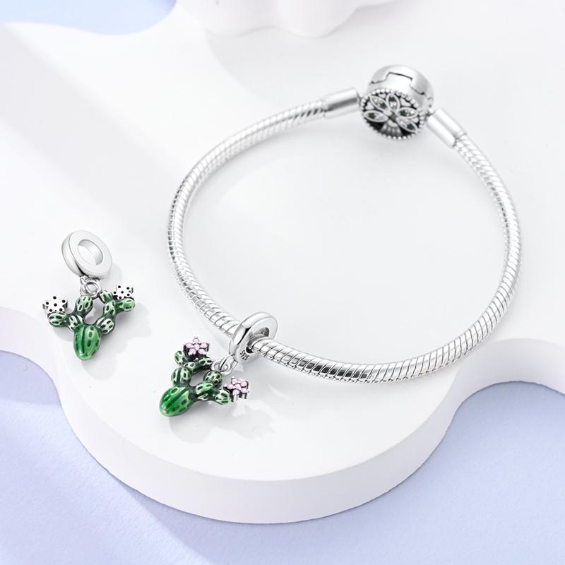 Green Series Copper Lucky Clover Avocado Cactus Spring Charms Beads 3Mm Diy Fine Jewelry Making