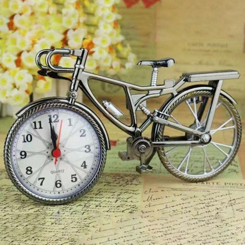 Vintage Arabic Numeral Clock Bicycle Shape Creative Table Alarm Clock Home Bedroom Desktop Decoration Crafts Non-Ticking