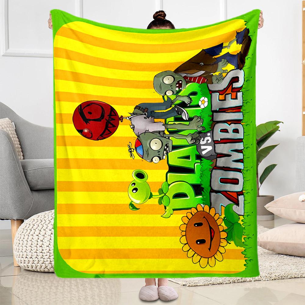 Plants Vs Zombies Adventure Blanket Warmthful Decor Perfect for Chair Office Sofa Four Seasons Multipurpose Modern Style