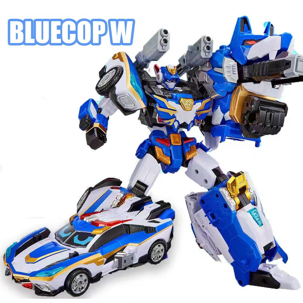 Metal Cardbot S BLUE COP W Transforming Robot Squad Car Card Toy Action Figure ABS Transformation Model Children Gift