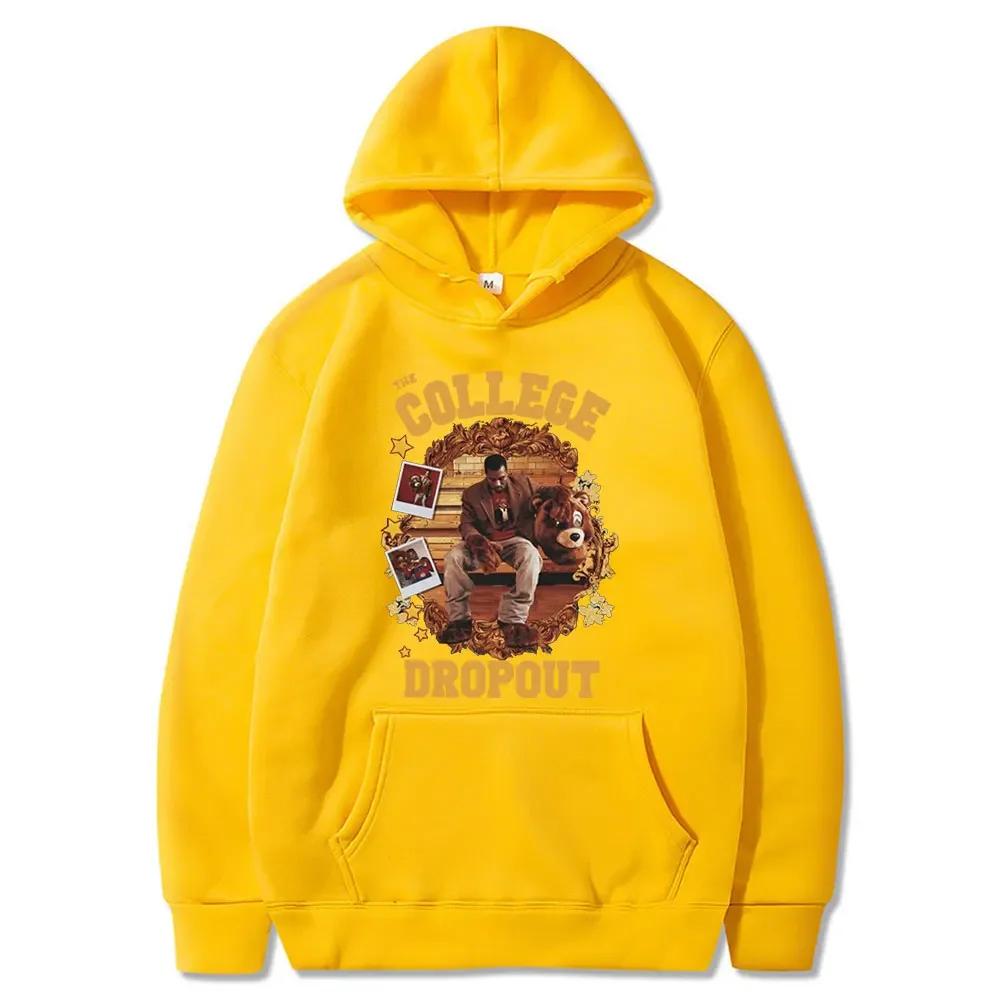College Dropout Hoodie Kanye West Music Album Printed Sweatshirts Casual Oversized Hoodie Hip Hop Streetwear Men Clothing