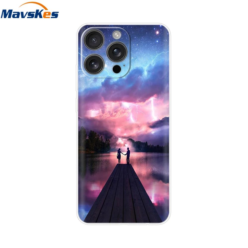 For iPhone 16 Pro Case 16 Plus Lovely Heart Soft Silicone TPU Painted Phone Cases for Apple iPhone16 Pro Max Cover Shell New Bag