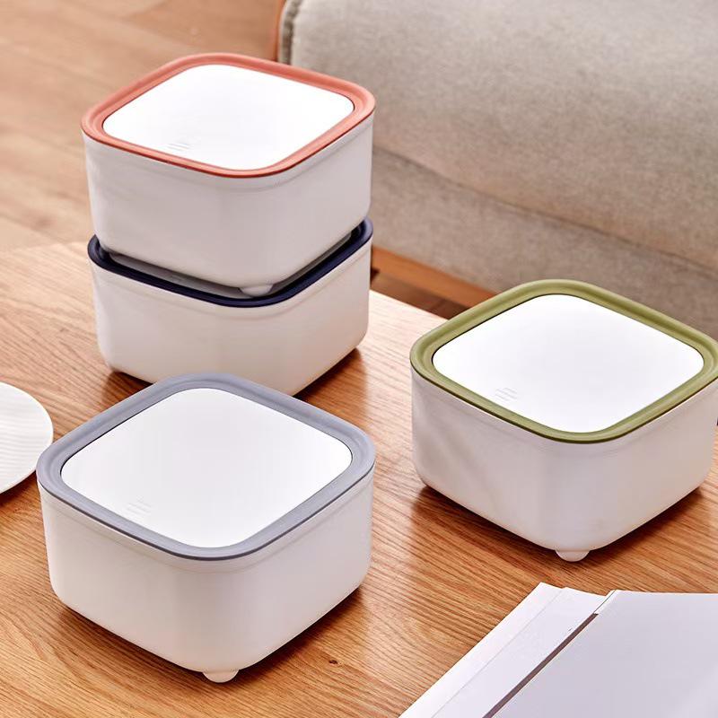 Poubelle de bureau de luxe à couvercle poussoir pour bureau, restaurant, voiture et maison