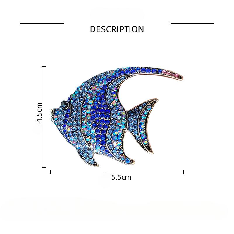 Sparkling Rhinestone Fish Brooches Women Metal Flat Fish Office Casual Brooch Pins Gifts