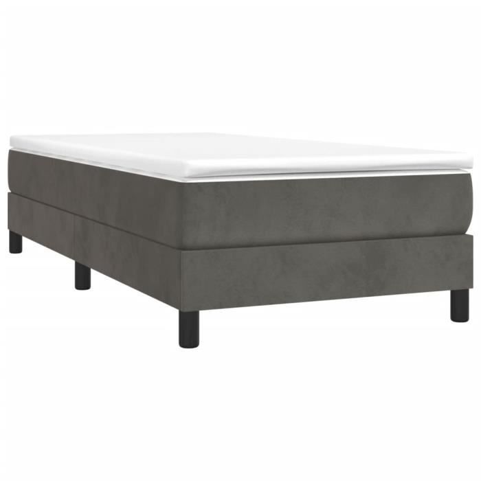 VidaXL Lit à sommier tapissier et matelas Gris foncé 90x200 cm Velours - Modèle 3144310