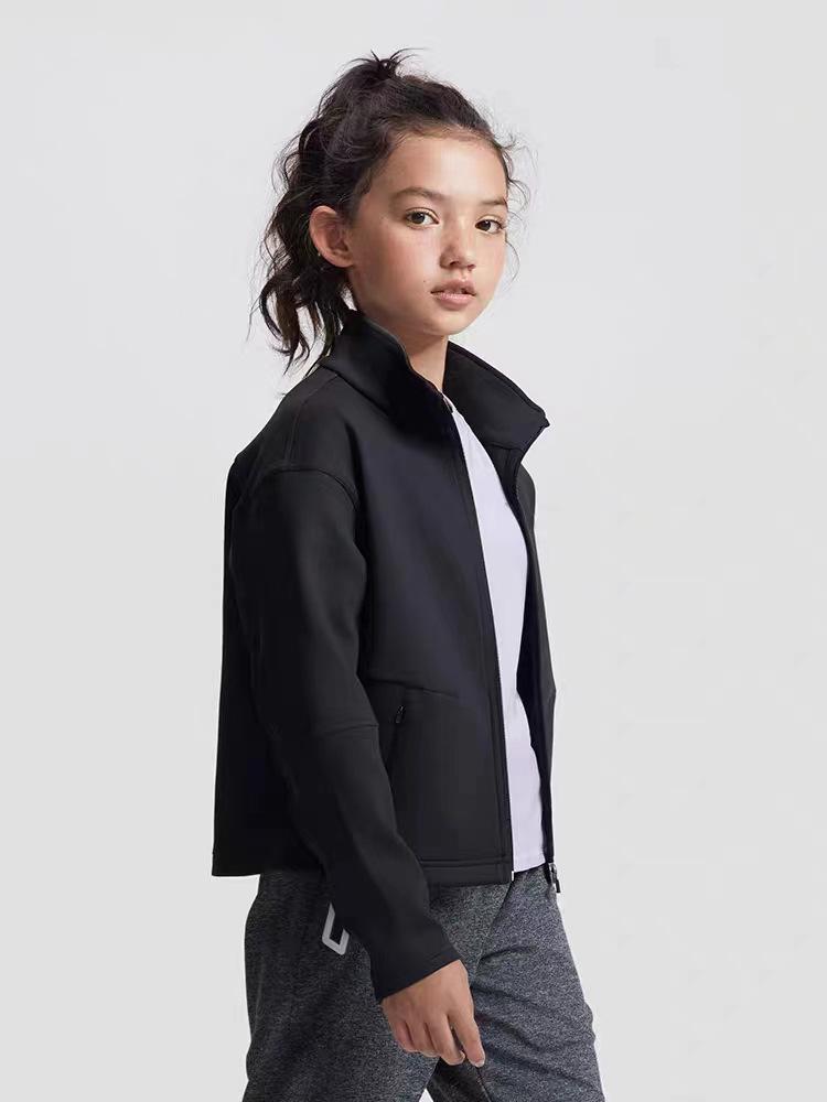 

Свободная белая куртка на молнии для девочек для занятий йогой и спортом на открытом воздухе - коллекция осень/зима 130 чёрный